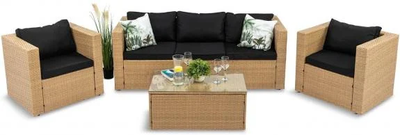 Komplet ogrodowy z sofą trzyosobową i fotelami Stefano Set Max Yellow & Black